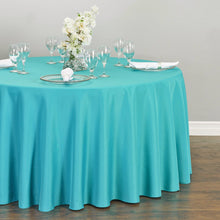 Load image into Gallery viewer, 120 in. Round Polyester Tablecloth Turquoise