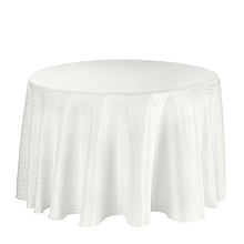 Load image into Gallery viewer, 108 in. Round Square-Point Damask Tablecloth White