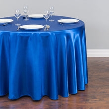 Load image into Gallery viewer, 108 in. Round Satin Tablecloth Royal Blue