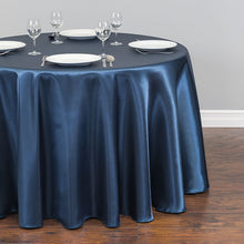 Load image into Gallery viewer, 108 in. Round Satin Tablecloth Navy Blue