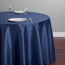 Load image into Gallery viewer, 108 in. Round Shantung Silk Tablecloth Navy Blue
