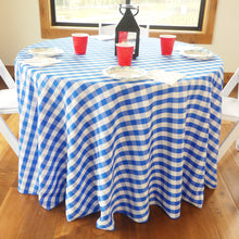 Load image into Gallery viewer, 108 in. Round Polyester Tablecloth Checkered (4 Colors)