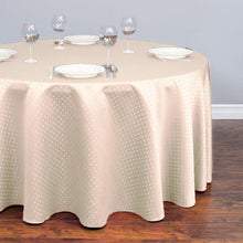 Load image into Gallery viewer, 108 in. Round Square-Point Damask Tablecloth Ivory