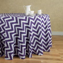 Load image into Gallery viewer, 120 in. Chevron Round Cotton Tablecloth (6 Colors)
