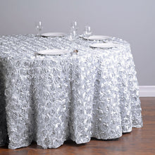Load image into Gallery viewer, 130 in. Round Rosette Satin Tablecloth (14 Colors)