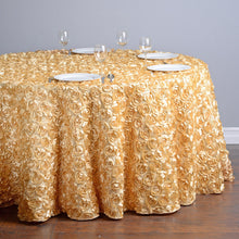 Load image into Gallery viewer, 130 in. Round Rosette Satin Tablecloth (14 Colors)