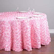 Load image into Gallery viewer, 130 in. Round Rosette Satin Tablecloth (14 Colors)