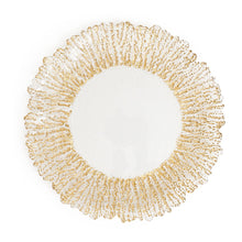 Load image into Gallery viewer, Gold Rimmed Coral Glass Charger Plate 4/Pack
