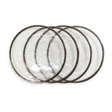 Load image into Gallery viewer, Rimmed Round Glass Charger Plate 4/Pack (3 Colors)