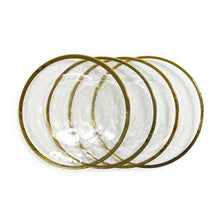 Load image into Gallery viewer, Rimmed Round Glass Charger Plate 4/Pack (3 Colors)