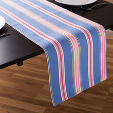 Load image into Gallery viewer, 13 X 90 in. Striped Collection Cotton Table Runner Blue Multi-Stripe