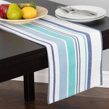 Load image into Gallery viewer, 13 X 90 in. Striped Collection Cotton Table Runner Blue Multi-Stripe