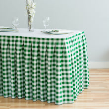 Load image into Gallery viewer, 14 ft. Polyester Table Skirt Green & White Checkered