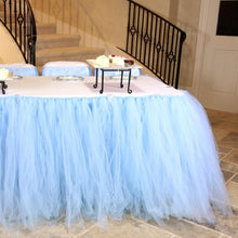 Load image into Gallery viewer, 17 ft. Tulle Tutu Table Skirt Baby Blue
