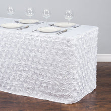 Load image into Gallery viewer, 14 ft. Rosette Satin Table Skirt White
