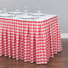 Load image into Gallery viewer, 17 ft. Polyester Table Skirt Red & White Checkered