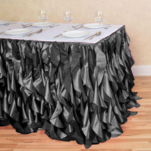 Load image into Gallery viewer, 17 ft. Curly Willow Table Skirt Black