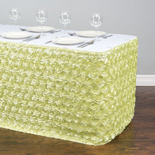 Load image into Gallery viewer, 17 ft. Rosette Satin Table Skirt Tea Green