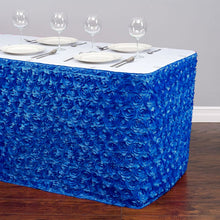 Load image into Gallery viewer, 14 ft. Rosette Satin Table Skirt Royal Blue