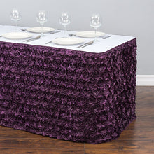 Load image into Gallery viewer, 17 ft. Rosette Satin Table Skirt
