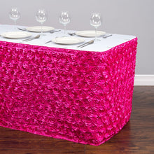 Load image into Gallery viewer, 17 ft. Rosette Satin Table Skirt Fuchsia