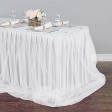 Load image into Gallery viewer, 14 ft. Two Tone Tulle Chiffon Table Skirt White/White