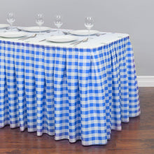 Load image into Gallery viewer, 21 ft. Polyester Table Skirt Blue & White Checkered