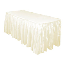 Load image into Gallery viewer, 21 ft. Accordion Pleat Satin Table Skirt Ivory