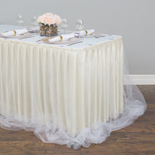 Load image into Gallery viewer, 21 ft. Two Tone Tulle Chiffon Table Skirt Ivory/White