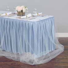 Load image into Gallery viewer, 21 ft. Two Tone Tulle Chiffon Table Skirt Baby Blue/White
