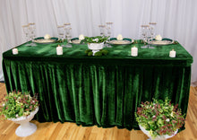 Load image into Gallery viewer, 4 ft. Fitted Velvet Table Skirt (7 Colors)
