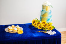 Load image into Gallery viewer, 8 ft. Fitted Velvet Table Skirt (7 Colors)