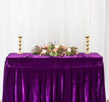 Load image into Gallery viewer, 8 ft. Fitted Velvet Table Skirt (7 Colors)