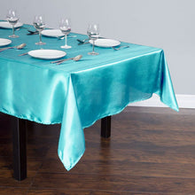 Load image into Gallery viewer, 60 x 102 in. Rectangular Satin Tablecloth Turquoise