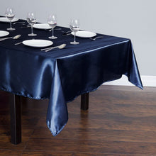 Load image into Gallery viewer, 60 x 102 in. Rectangular Satin Tablecloth Navy Blue