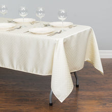 Load image into Gallery viewer, 60 X 126 in. Rectangular Square-Point Damask Tablecloth Ivory