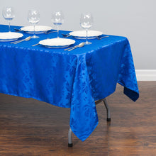 Load image into Gallery viewer, 60 X 126 in. Rectangular Falling Lilies Damask Tablecloth Royal Blue