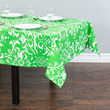 Load image into Gallery viewer, 60 X 84 in. Rectangular Cotton Vintage Royalty Tablecloth Green & White