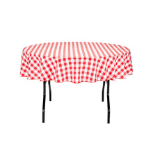 Load image into Gallery viewer, 70 in. Round Polyester Tablecloth Red and White Checkered