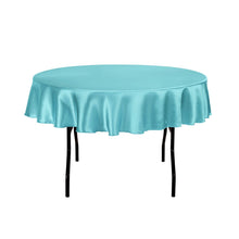 Load image into Gallery viewer, 70 in. Round Satin Tablecloth Turquoise