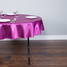 Load image into Gallery viewer, 70 in. Round Satin Tablecloth Purple Wine