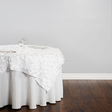 Load image into Gallery viewer, 72 in. Square Rosette Satin Overlay White