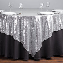 Load image into Gallery viewer, 85 in. Square Sequin Overlay Silver