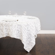 Load image into Gallery viewer, 85 in. Square Rosette Satin Overlay White