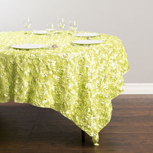 Load image into Gallery viewer, 85 in. Square Rosette Satin Overlay Tea Green
