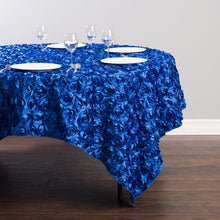 Load image into Gallery viewer, 85 in. Square Rosette Satin Overlay Royal Blue