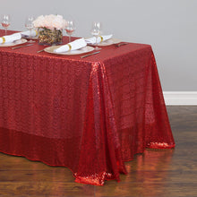 Load image into Gallery viewer, 88 X 130 in. Rectangular Sequin Tablecloth Red