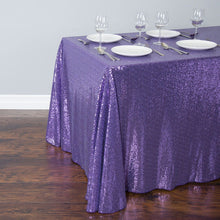 Load image into Gallery viewer, 88 X 130 in. Rectangular Sequin Tablecloth Purple