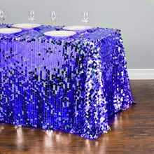 Load image into Gallery viewer, 88 X 130 in. Rectangular Payette Sequin Tablecloth Royal Blue