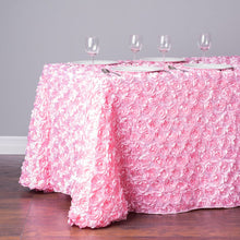 Load image into Gallery viewer, 88 X 154 in. Rectangular Rosette Satin Tablecloth Pink